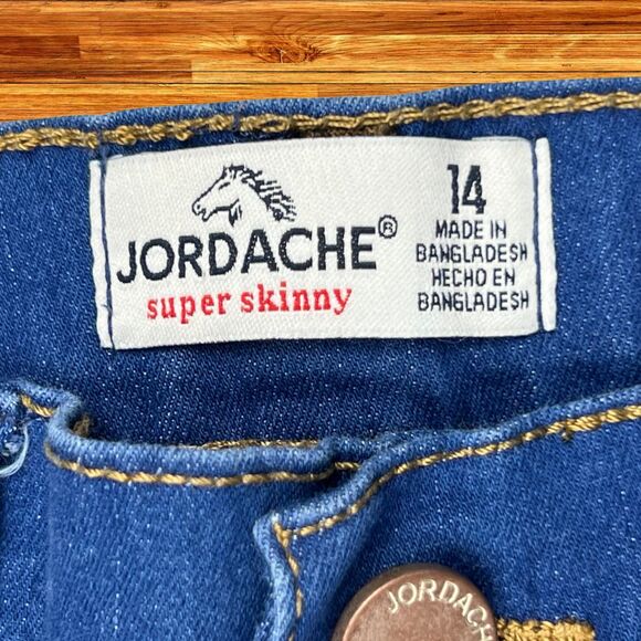 Jordache Jeans Girls 14 Slim Blue Denim Western Super Skinny Medium Wash Pants - Picture 11 of 13